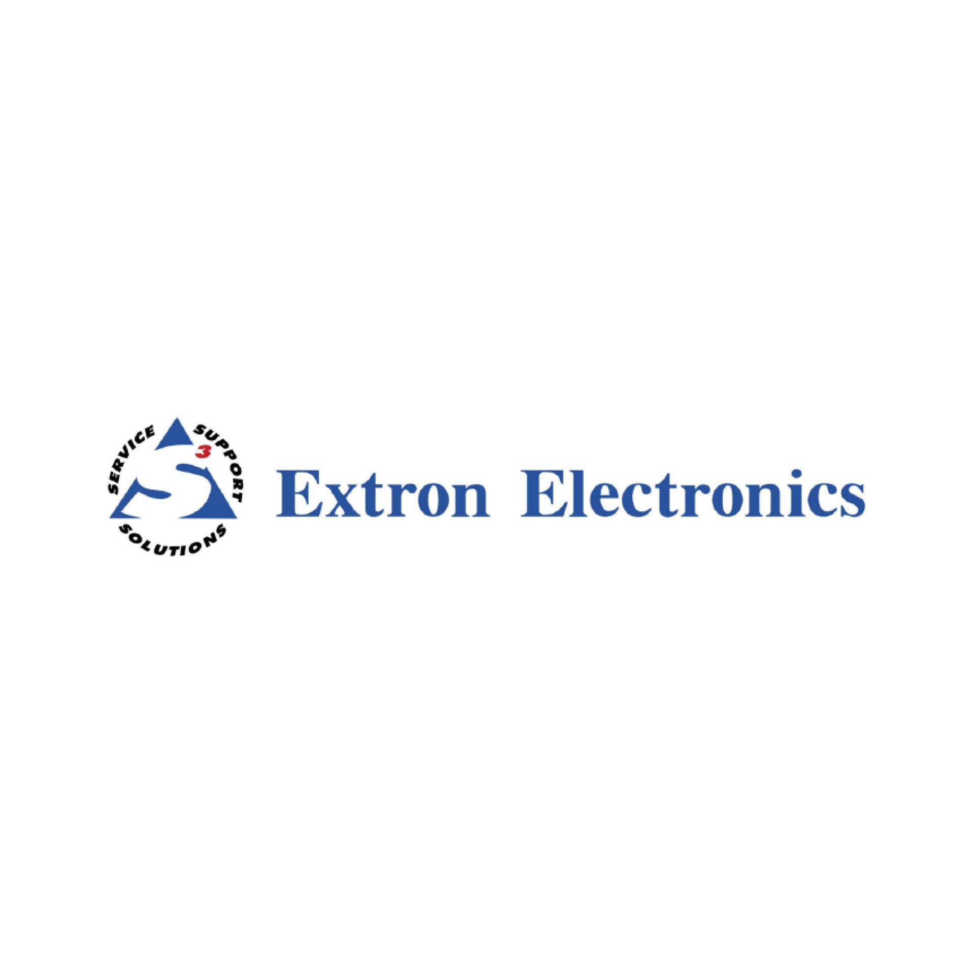 The logo for extron electronics is on a white background.