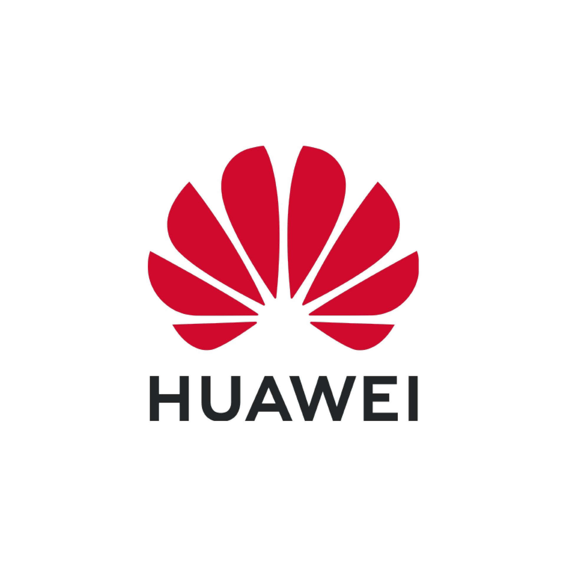 The huawei logo is a red flower on a white background.