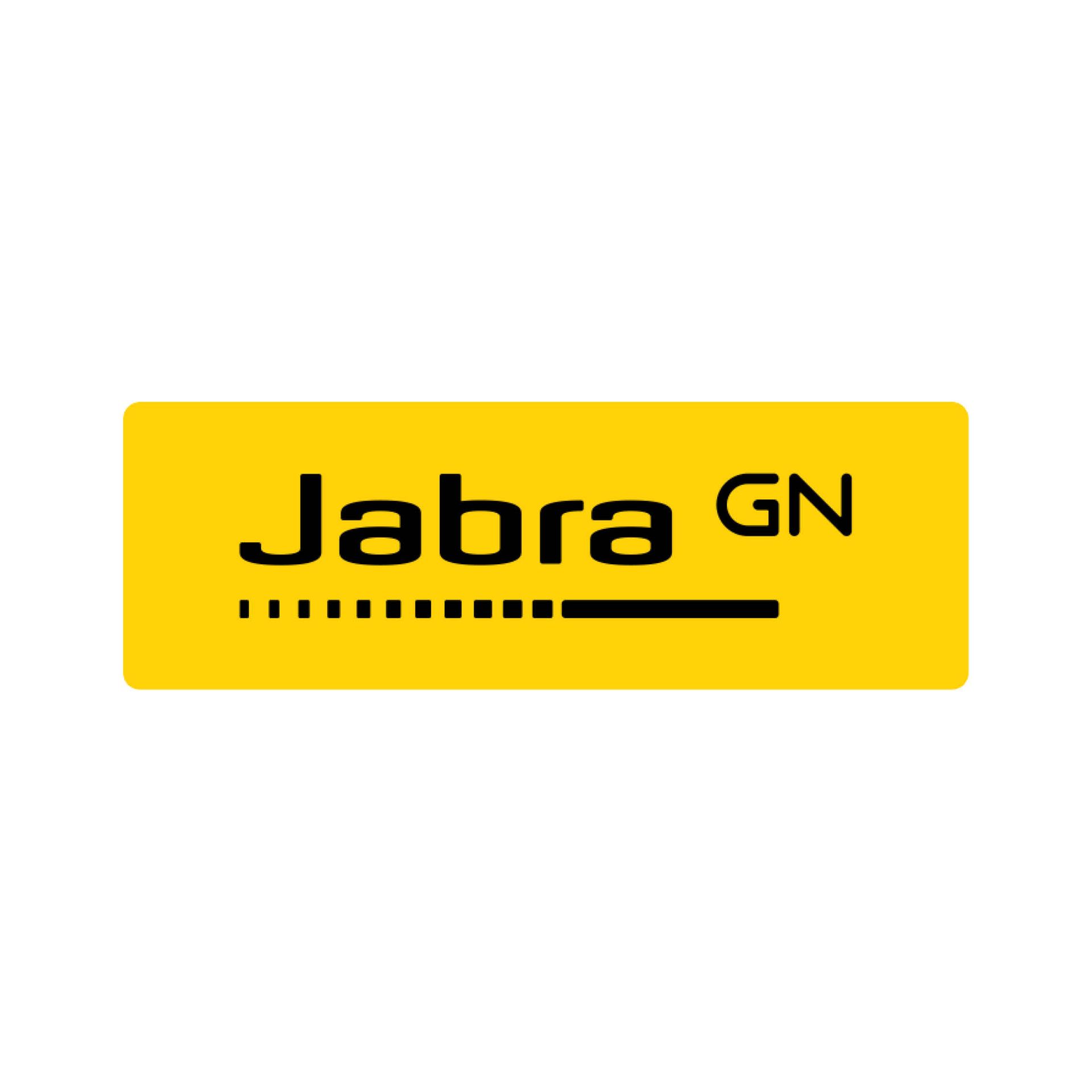 The jabra gn logo is yellow and black on a white background.