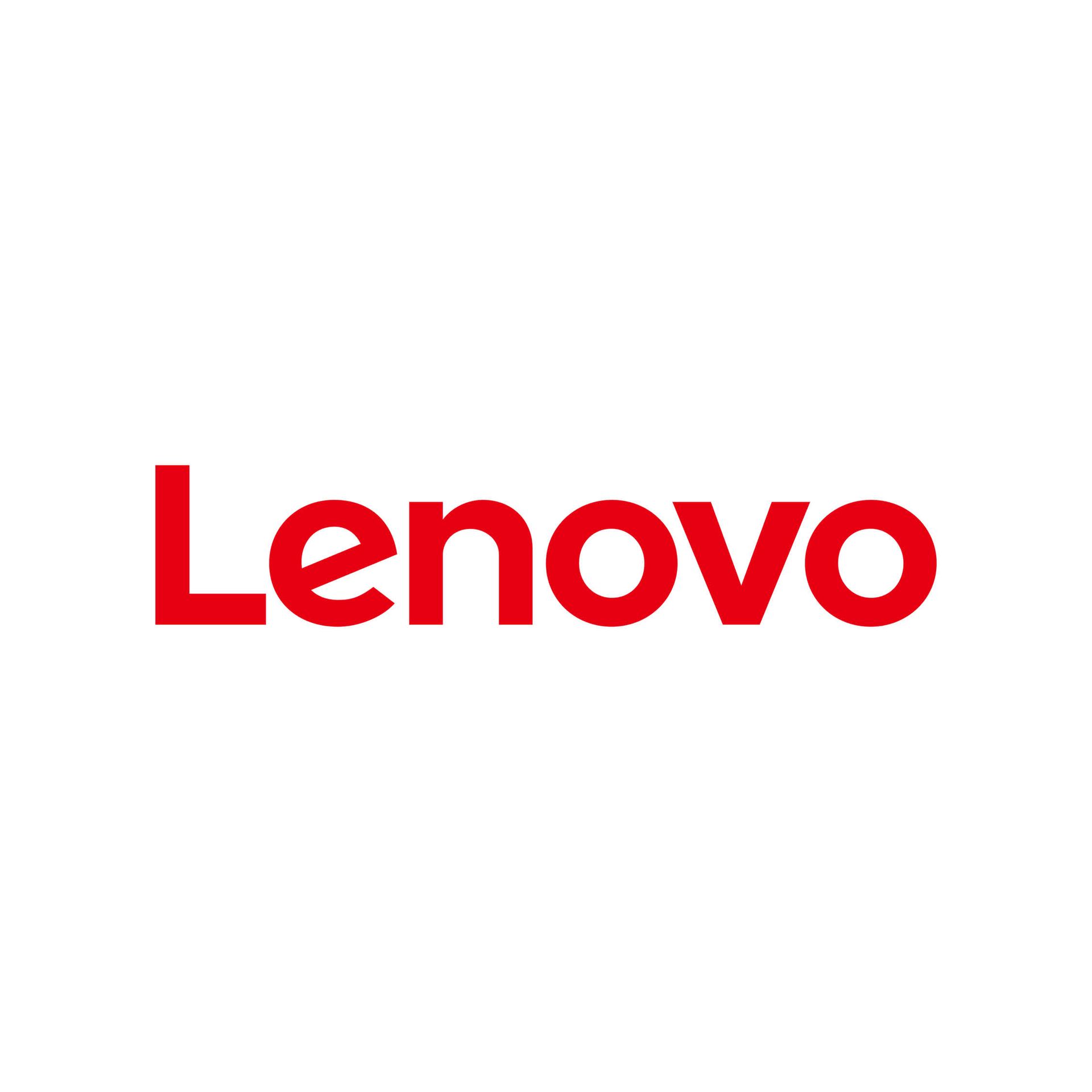 The lenovo logo is red on a white background.