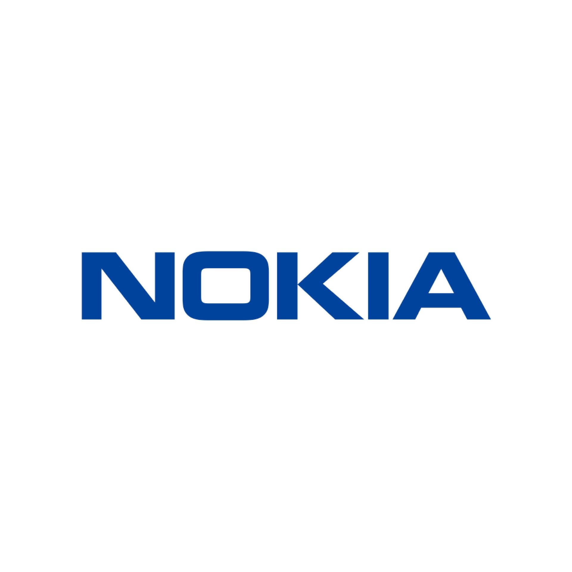 A blue nokia logo on a white background