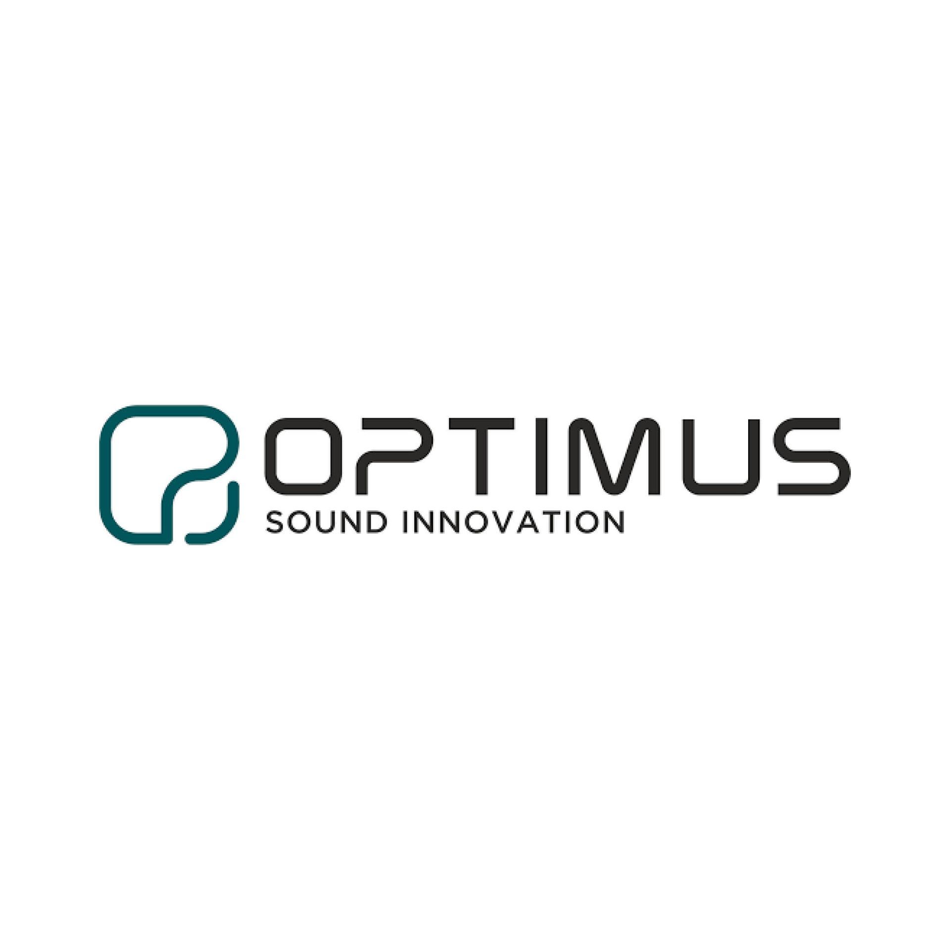 The optimus sound innovation logo is on a white background.