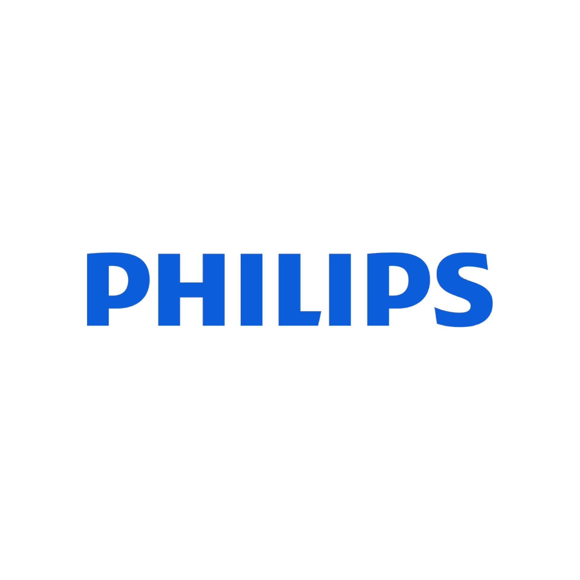 The philips logo is blue and white on a white background.