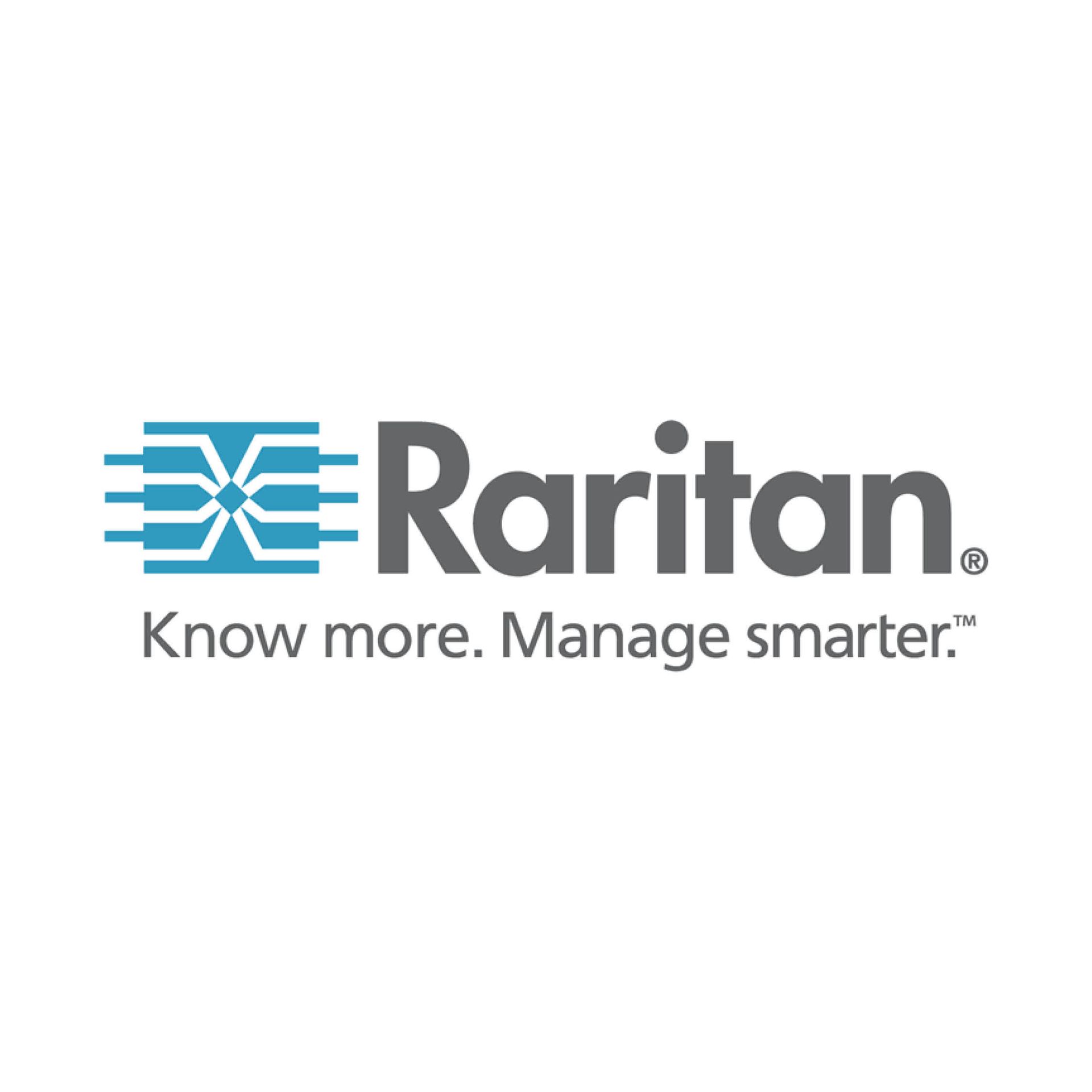 A logo for a company called raritan that says `` know more . manage smarter . ''