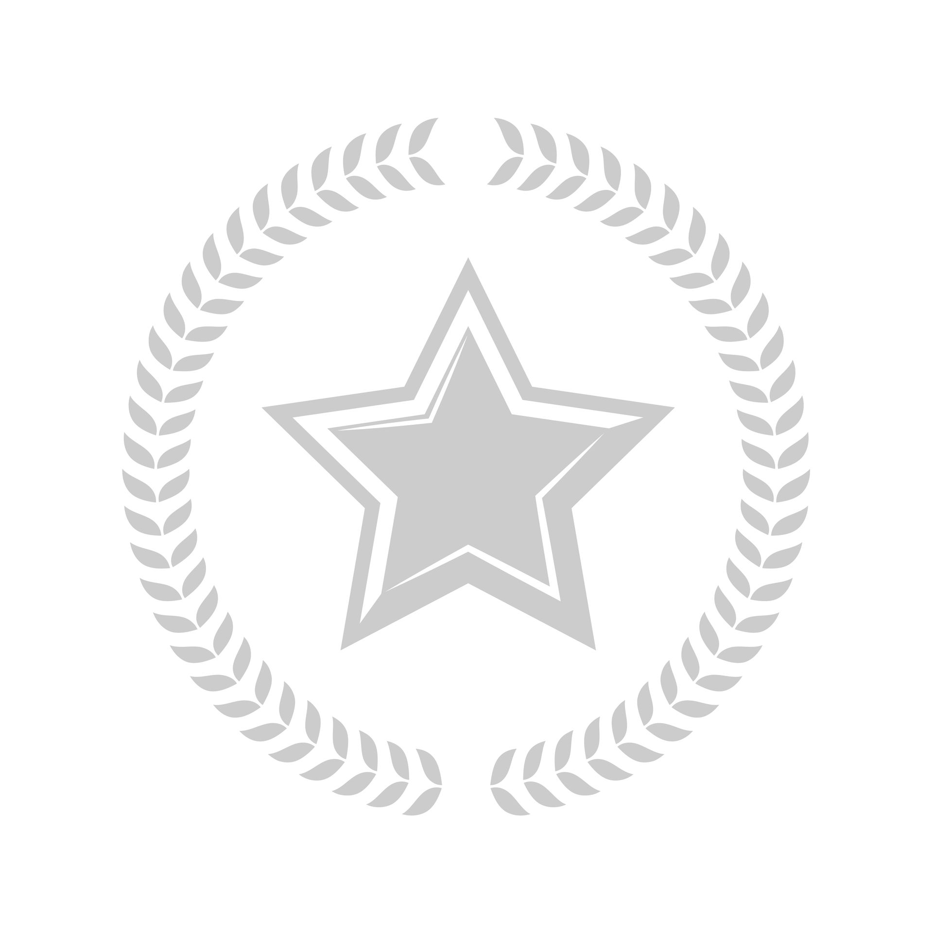 There is a star in the middle of a laurel wreath.
