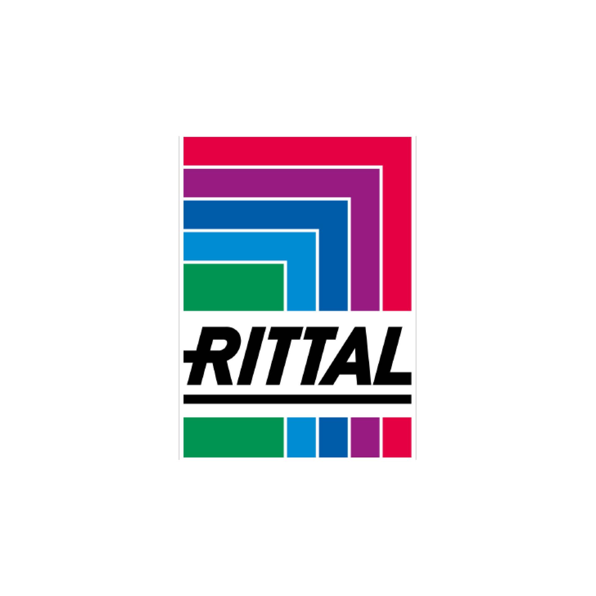 A colorful logo for a company called rittal on a white background.