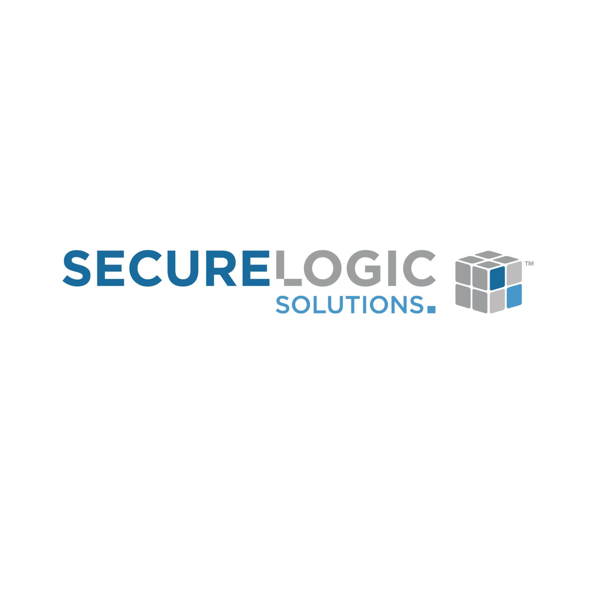 A logo for secure logic solutions with a cube in the middle.