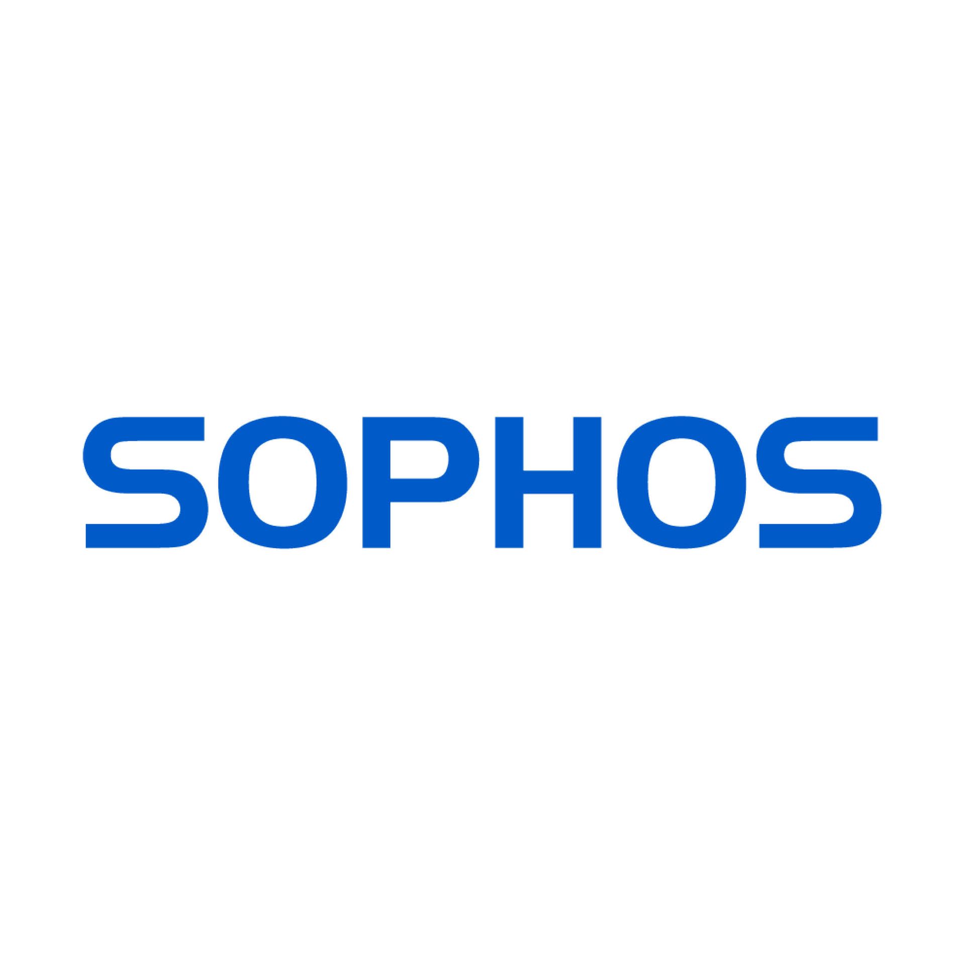 The sophos logo is blue and white on a white background.