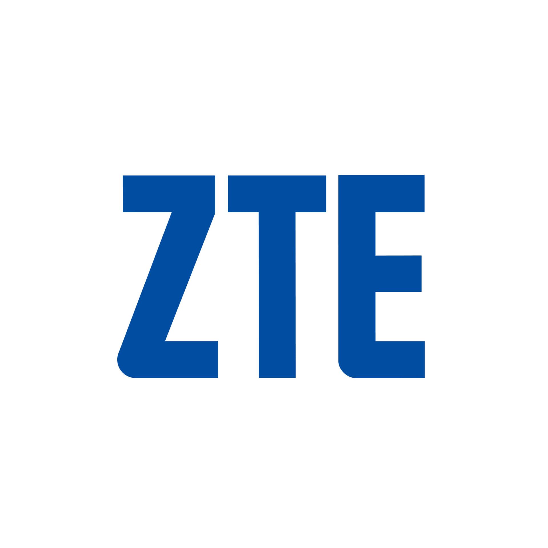 A blue zte logo on a white background