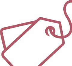 Rose-pink outline of a luggage tag with a string on a white background | Expert Auto Service & Licensing