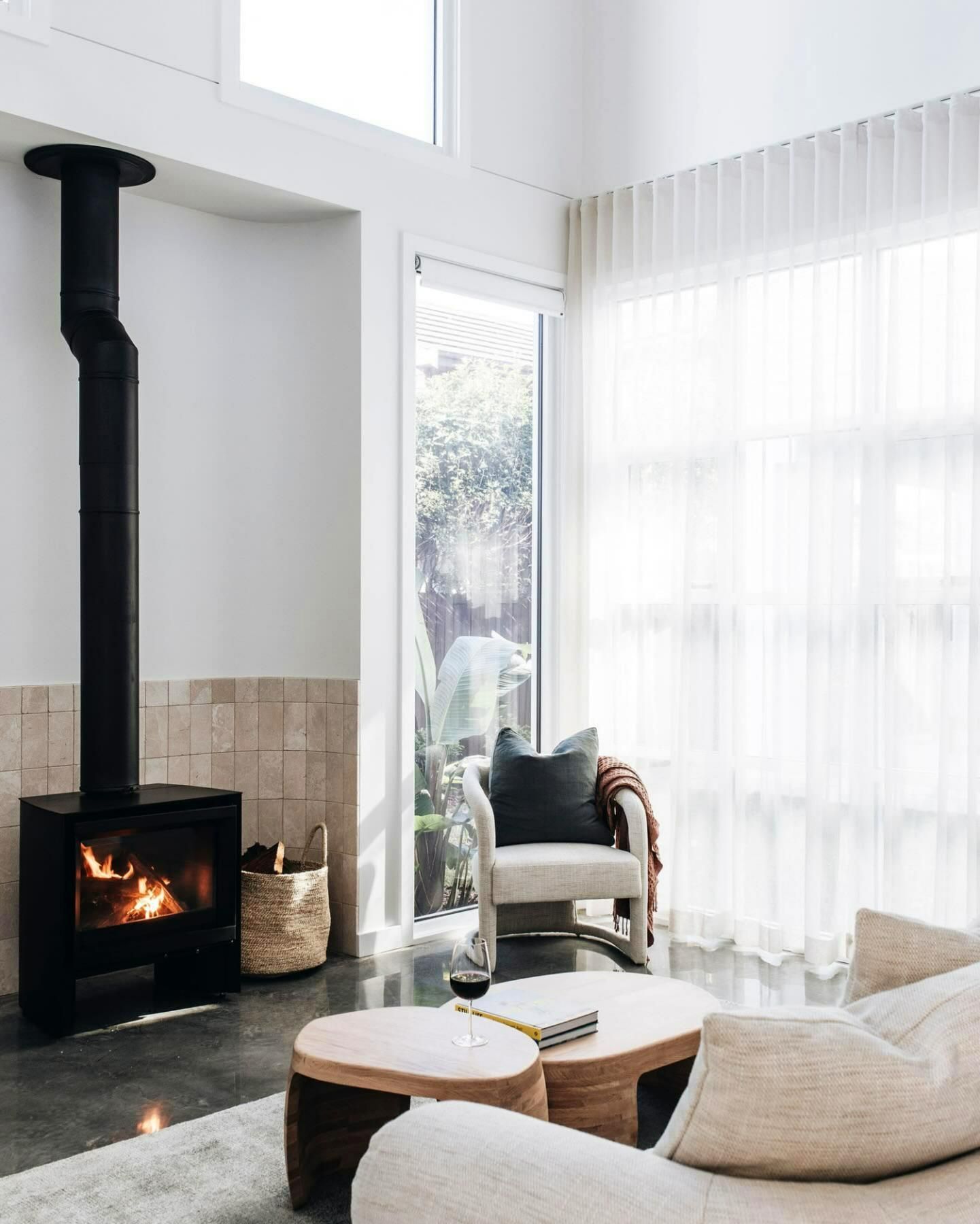Living Room With Fireplace And Chair By Window — JSF Interiors Goulburn in Goulburn, NSW