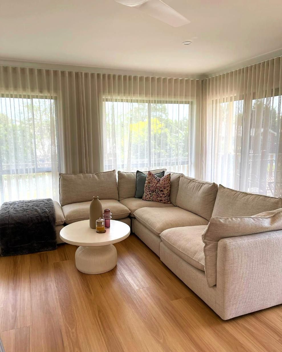 Beige Sectional Sofa In Bright Living Room — JSF Interiors Goulburn in Southern Highlands, NSW