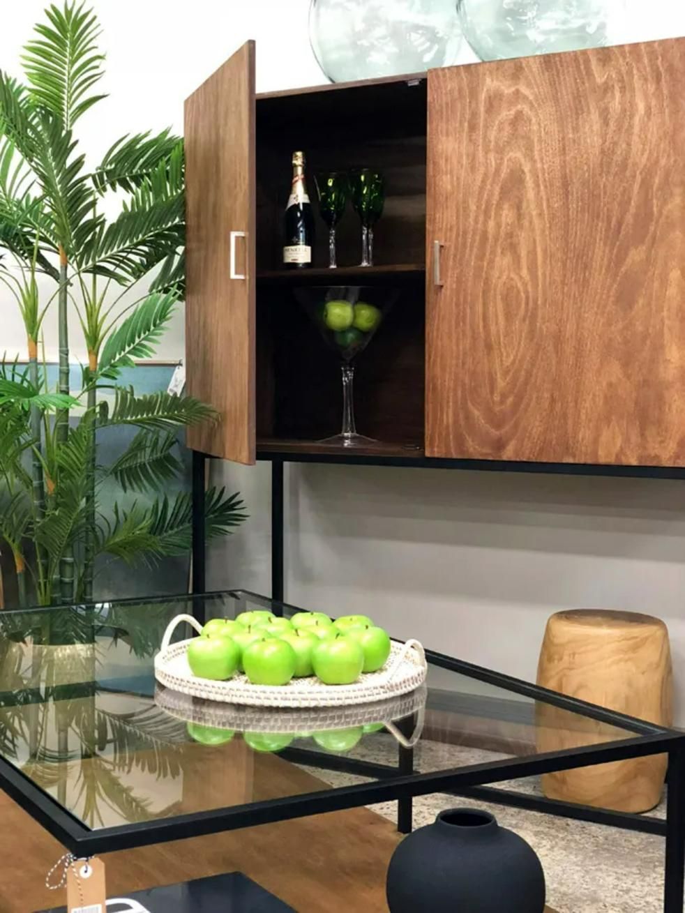 Wooden Cabinet With Green Apples And Decorative Elements — JSF Interiors Goulburn in Goulburn, NSW