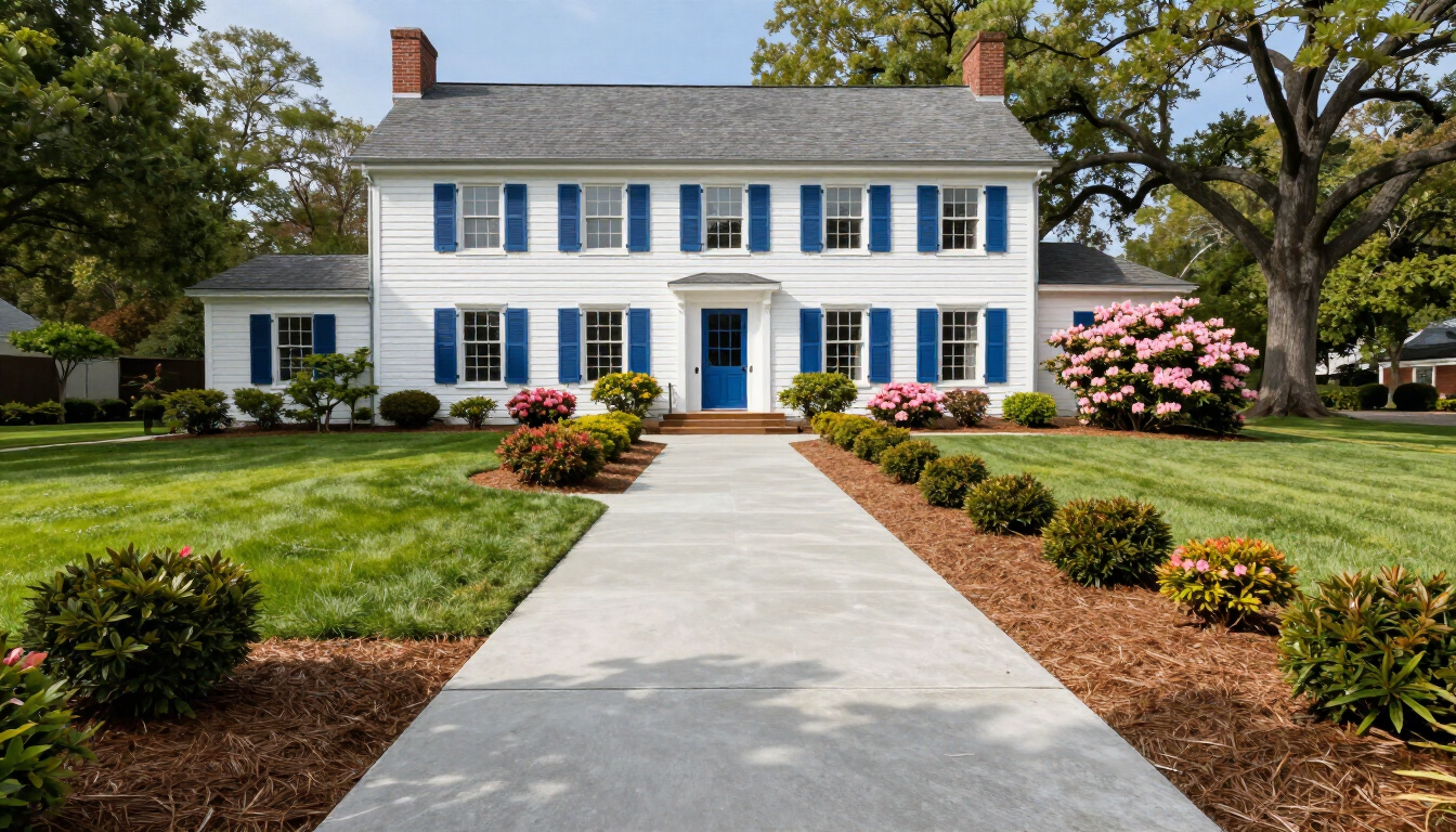 Freshly installed concrete walkway in Fairfax