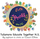 Colorful handprints around a circle reading “Learn Together Play Work” with Tullamore Educate Together text below