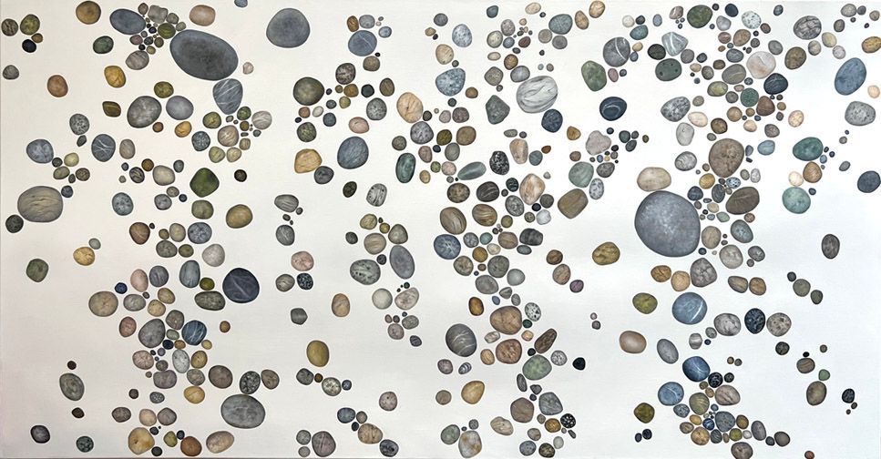Sky Stones, 2019, 6 inches by 24 inches, oil on panel