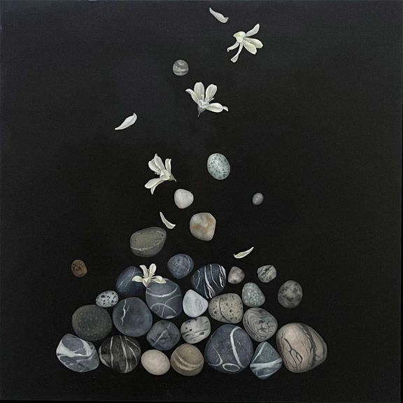 Sky Stones, 2019, 6 inches by 24 inches, oil on panel