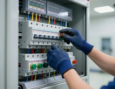 Tecnico che verifica un quadro elettrico