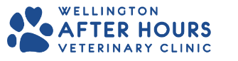 Logo of Wellington After Hours Veterinary Clinic: blue paw print, heart, and text. Logo of Wellington After Hours Veterinary Clinic: blue paw print, heart, and text.