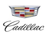 Cadillac logo with crest symbol above cursive wordmark.