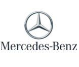 Mercedes-Benz logo with a silver three-pointed star inside a silver circle, with the name in black font.
