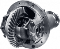 Differential gear assembly, showcasing internal gears and housing.
