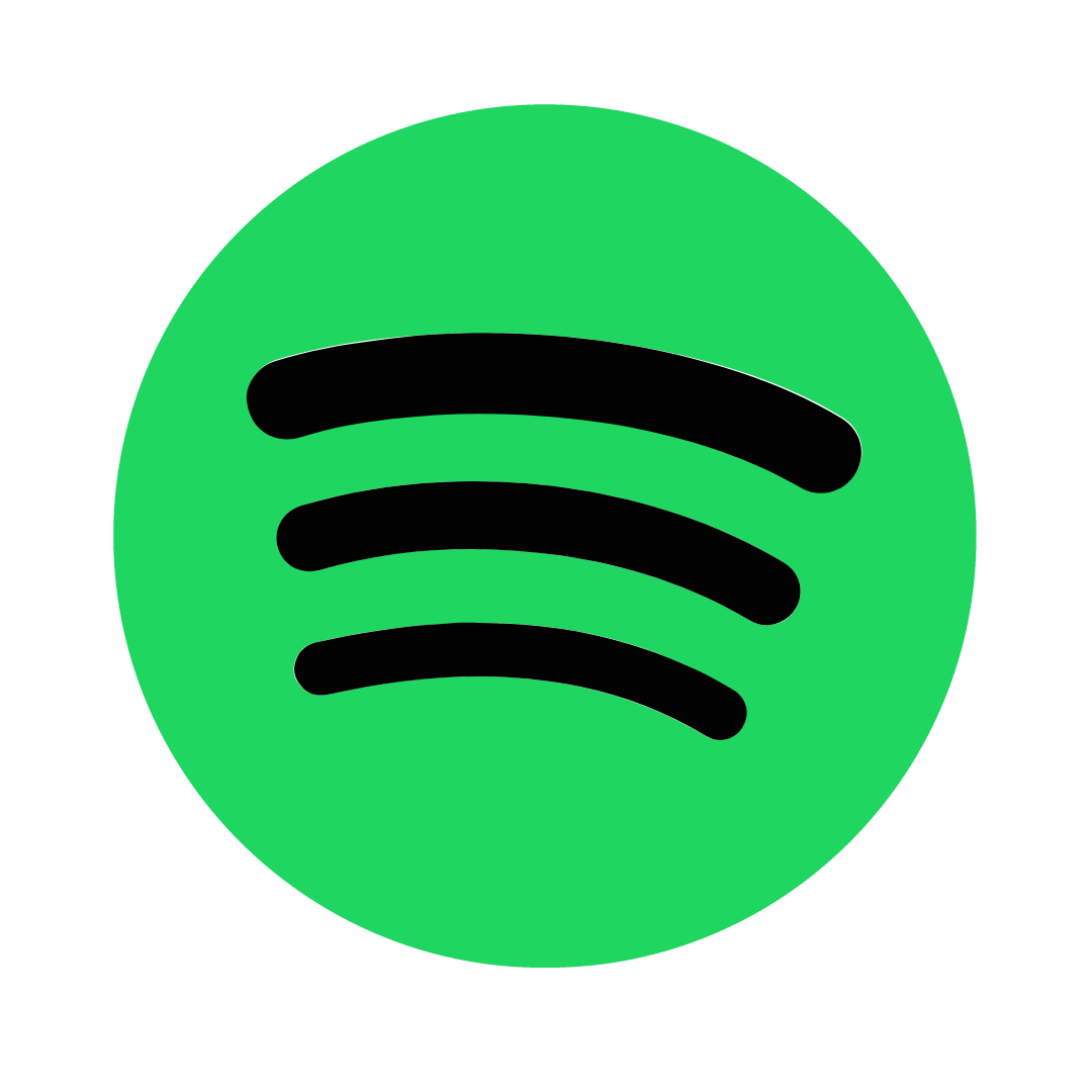 The Spotify logo, featuring three curved black lines centered on a bright green circular background.