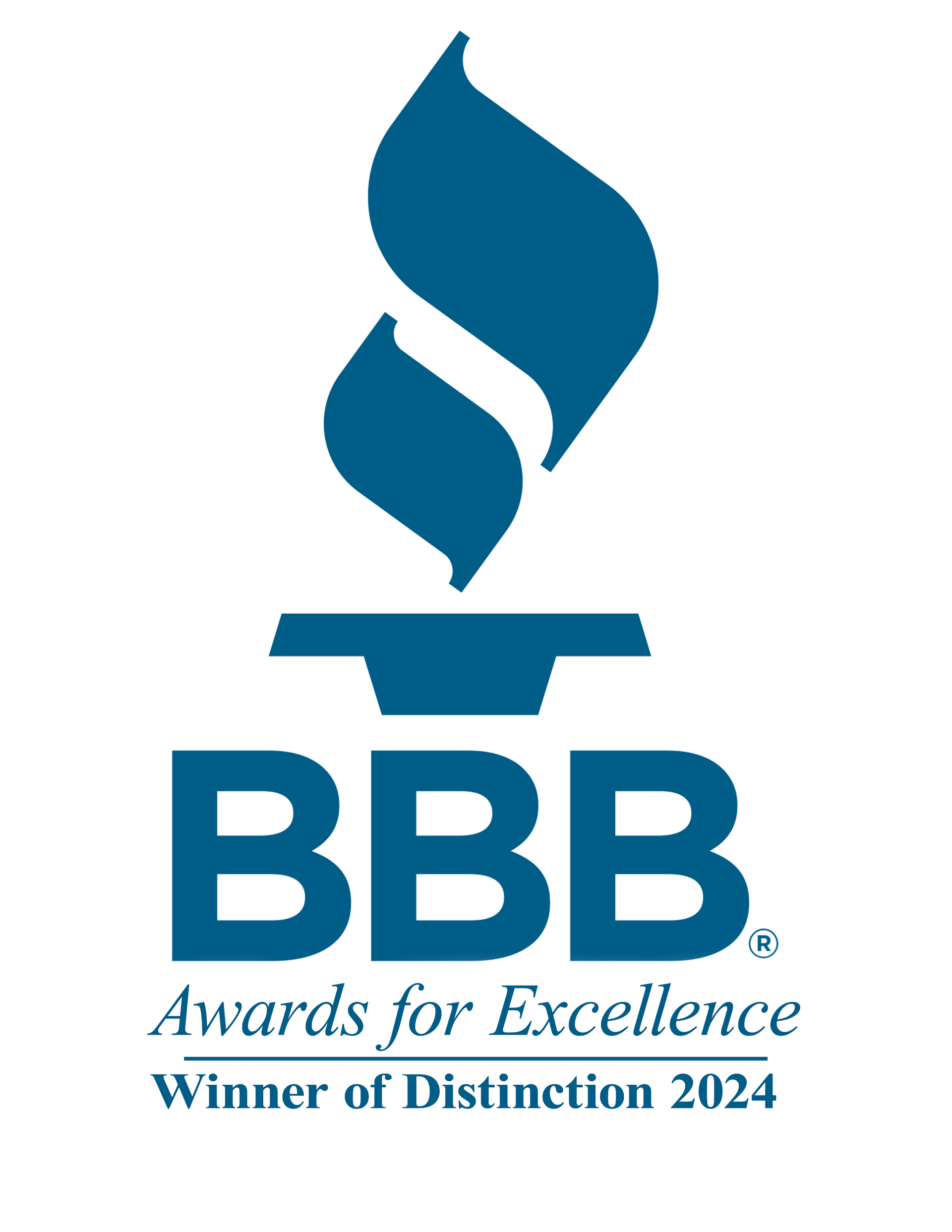 BBB Awards for Excellence: Winner of Distinction 2024 logo in blue.