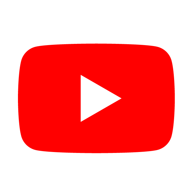 A white play button triangle centered inside a red rounded rectangular icon.
