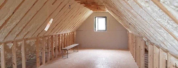 Attic with spray foam insulation Attic with spray foam insulation