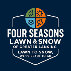 Logo for Four Seasons Lawn & Snow of Greater Lansing. Includes four season icons and text