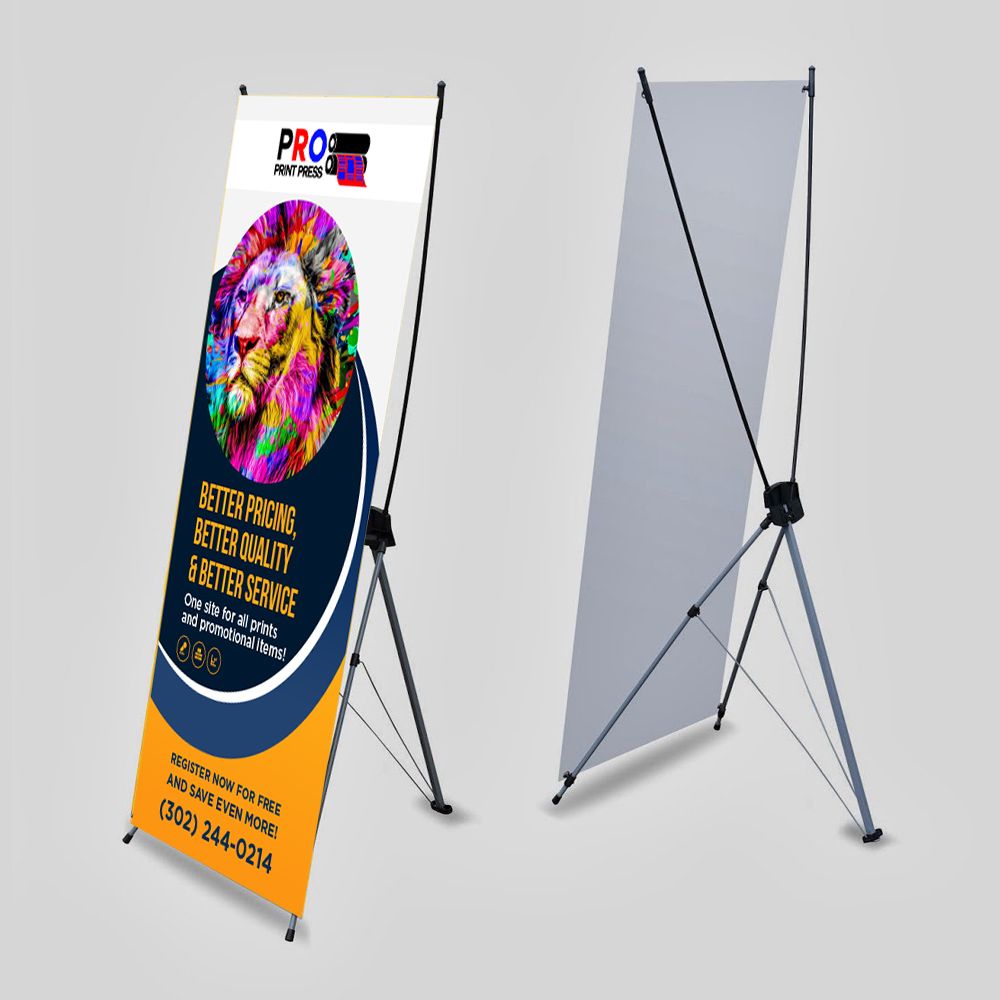 Image of a pro print press X banner with stands Image of a pro print press X banner with stands