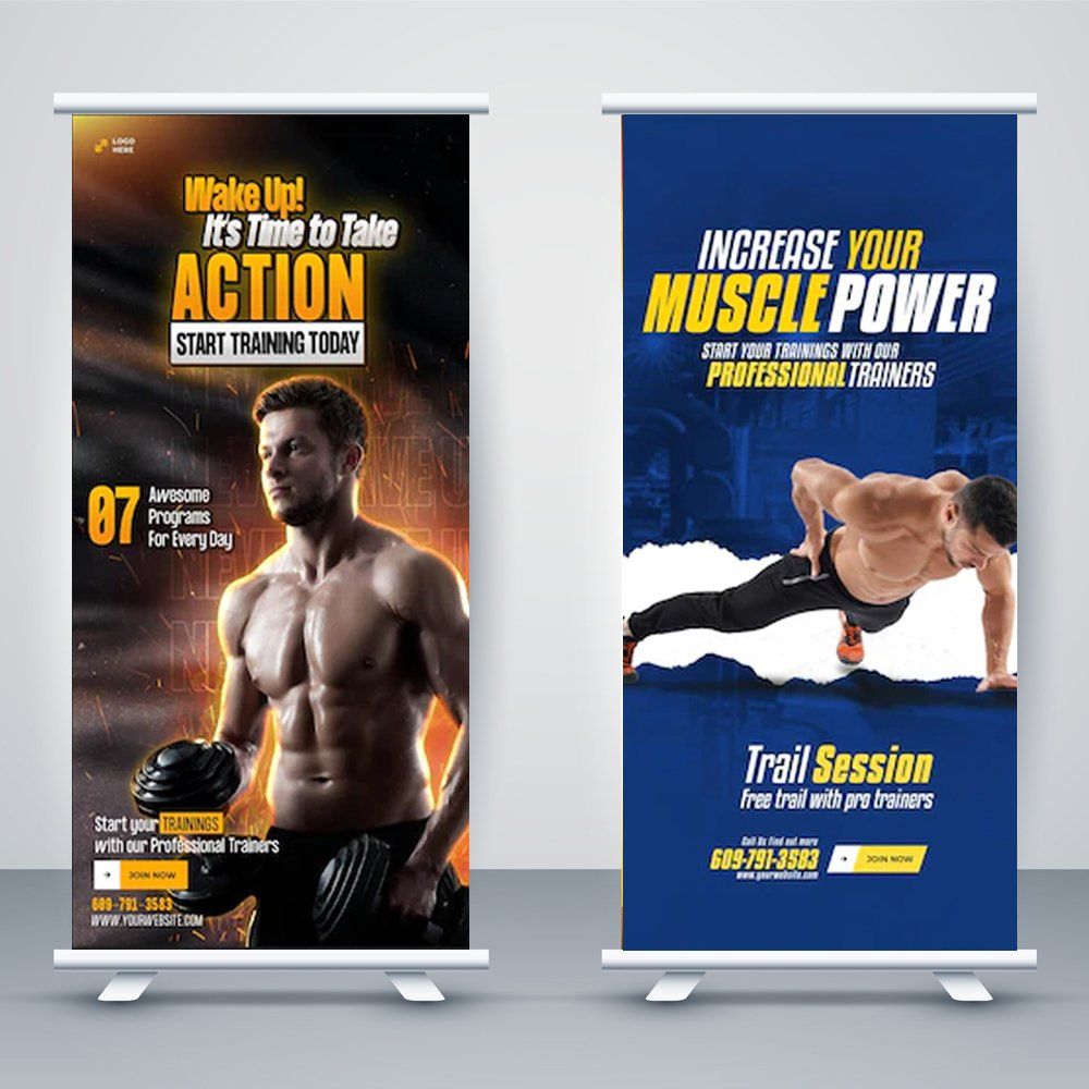 Gym Custom Retractable Banner Design Template Gym Custom Retractable Banner Design Template
