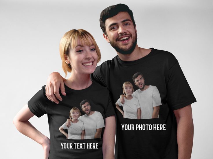 two person wearing custom printed t-shirts