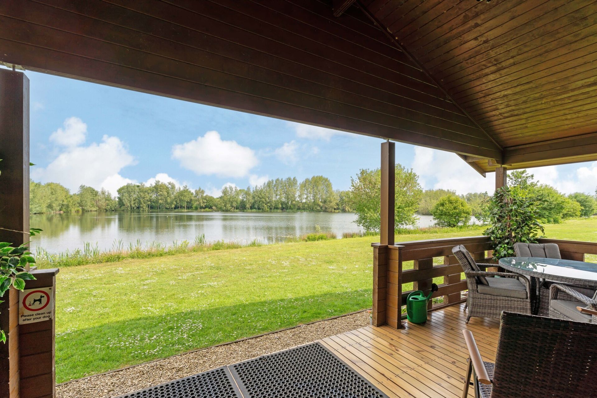 Lake view from the covered veranda at Lodge 5 Heron