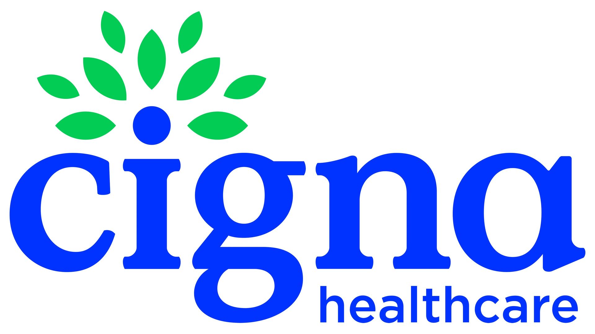 A blue and green logo for cigna healthcare
