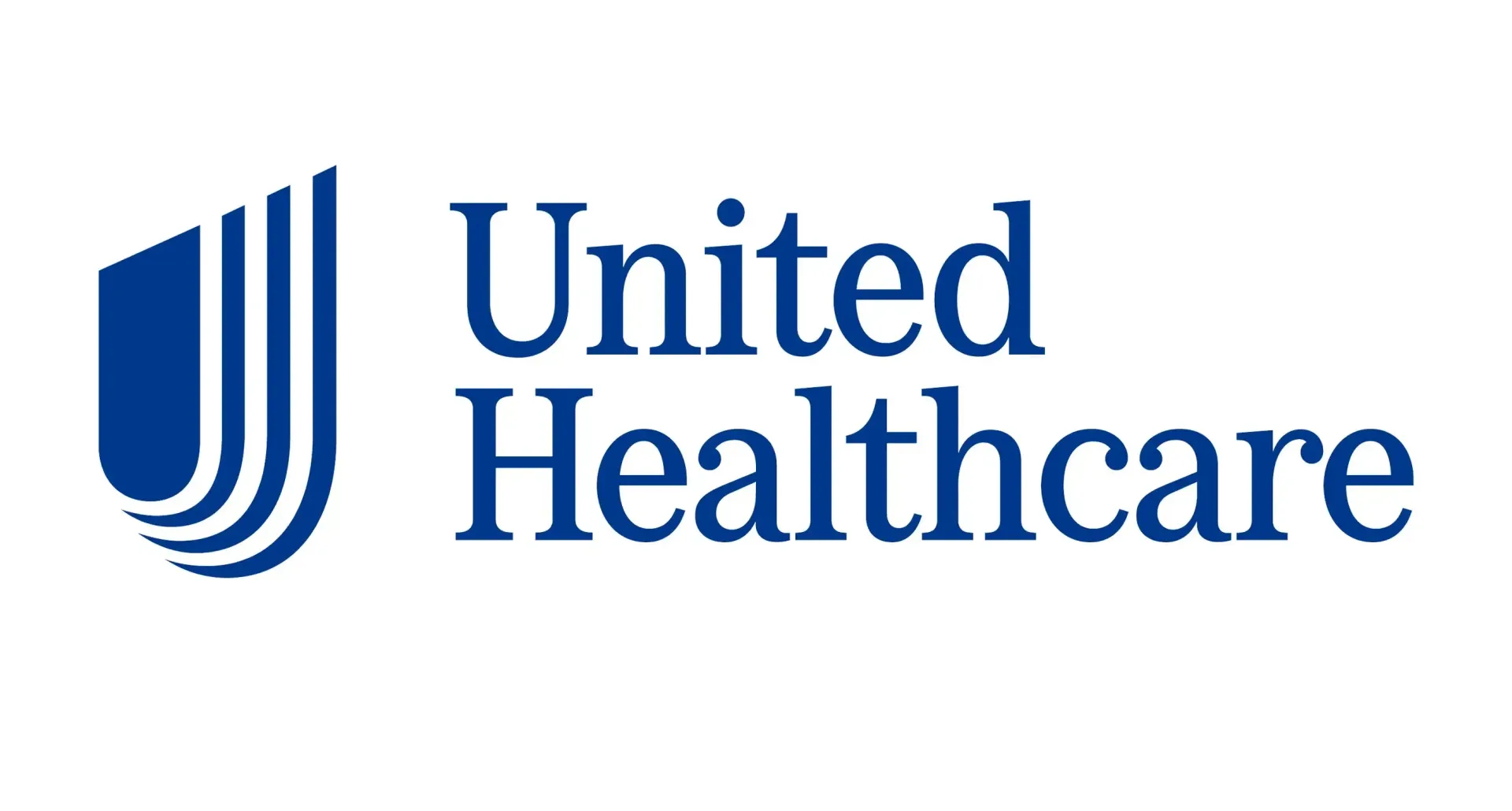The logo for united healthcare is blue and white and has a shield on it.