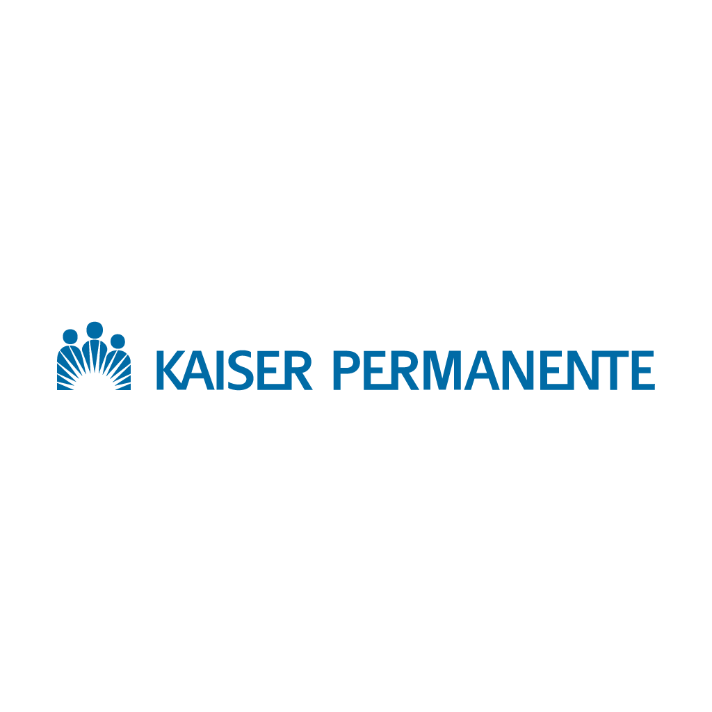 A blue kaiser permanente logo on a white background.