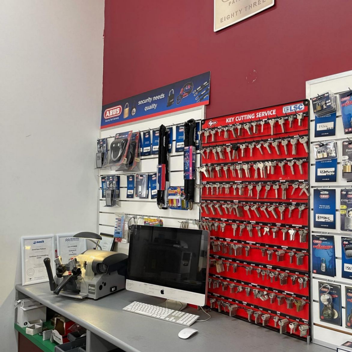 A Computer Is on A Desk in A Locksmith Shop — Lock & Door in Wodonga, VIC