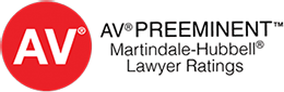 AV Preeminent Martindale-Hubbell lawyer ratings logo with red AV circle