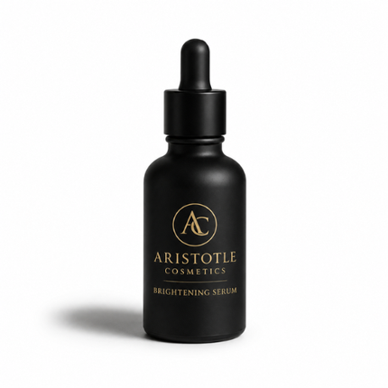 Clear glass dropper bottle with black cap and silver collar, filled with liquid.