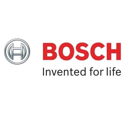 Logo Bosch con scritta rossa ed emblema grigio, oltre allo slogan