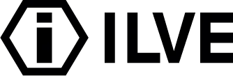 Logo ILVE nero con un'icona esagonale contenente una