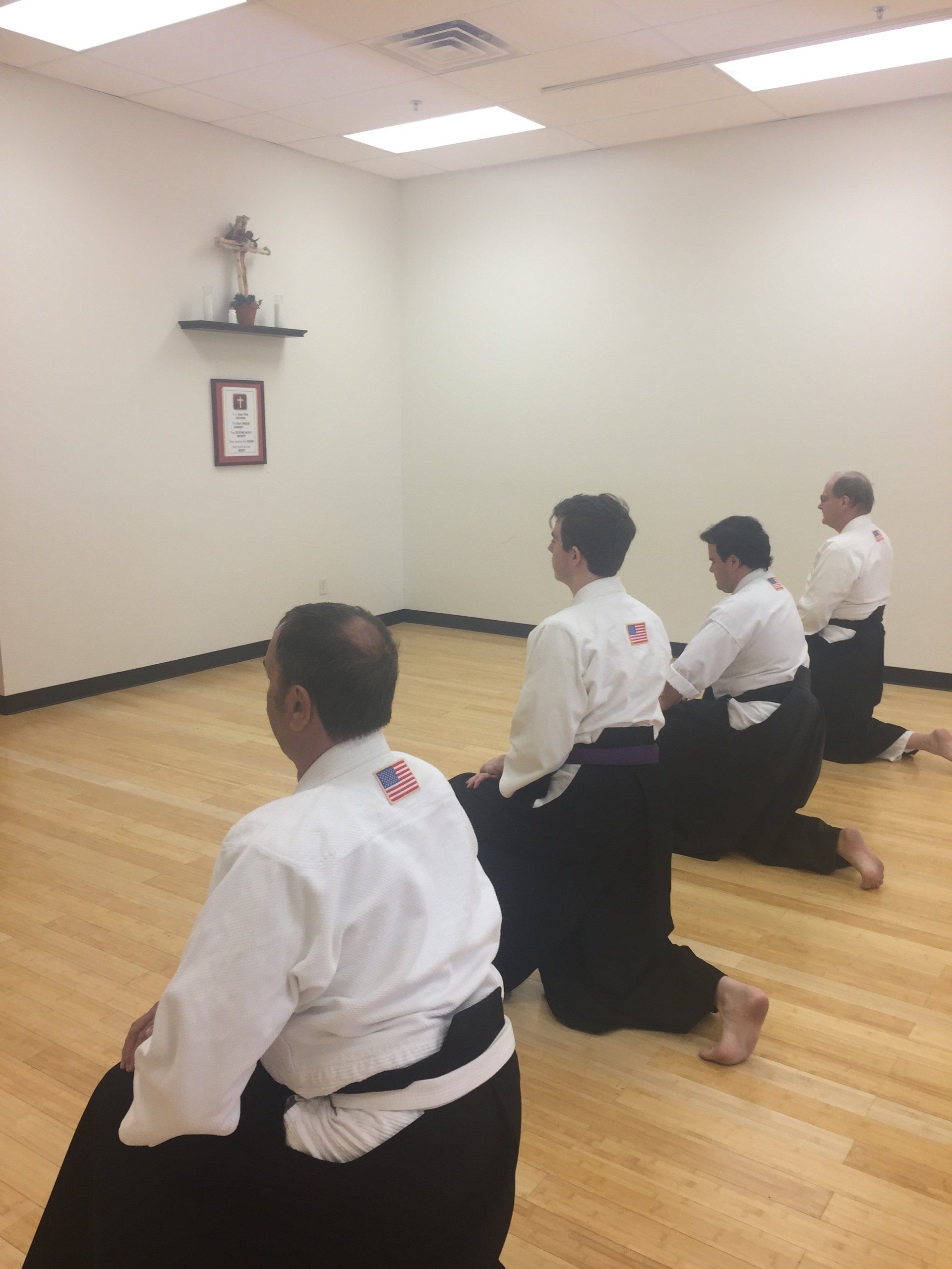 Aikido students preparing for class