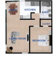 Floor Plan: 1 Bed · 1 Bath · 550 SQ. FT.