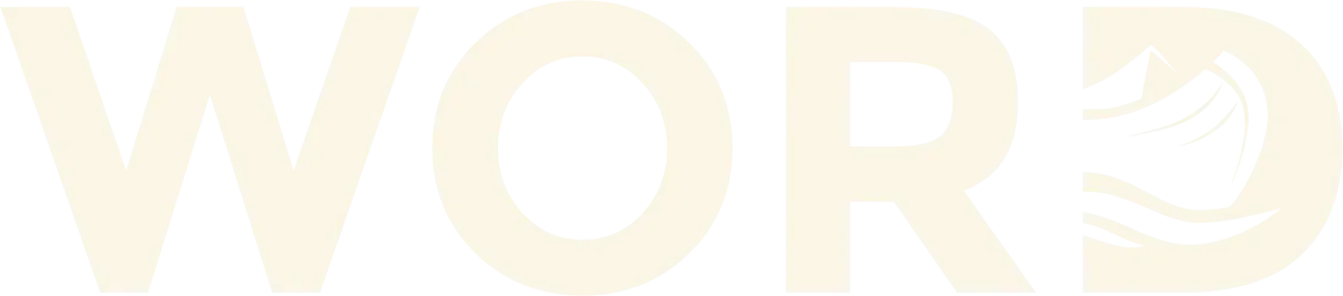 Faded pale yellow word “WORD” on a white background