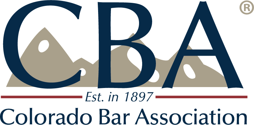 The logo for the colorado bar association, established in 1897.