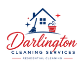 Darlington Cleaning Services logo with house, broom, bucket, and “Residential Cleaning” text