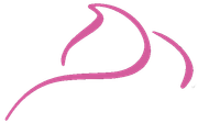 Un logo astratto e minimalista caratterizzato da una linea rosa sinuosa e curva su sfondo bianco.