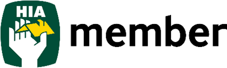 A logo for hia member with a hand holding a yellow arrow. A logo for hia member with a hand holding a yellow arrow.